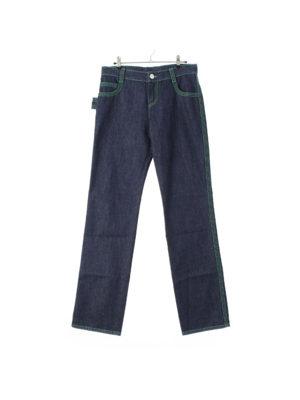 Bottega Veneta Denim Green Stitch Pants Jeans Indigo Blue 38